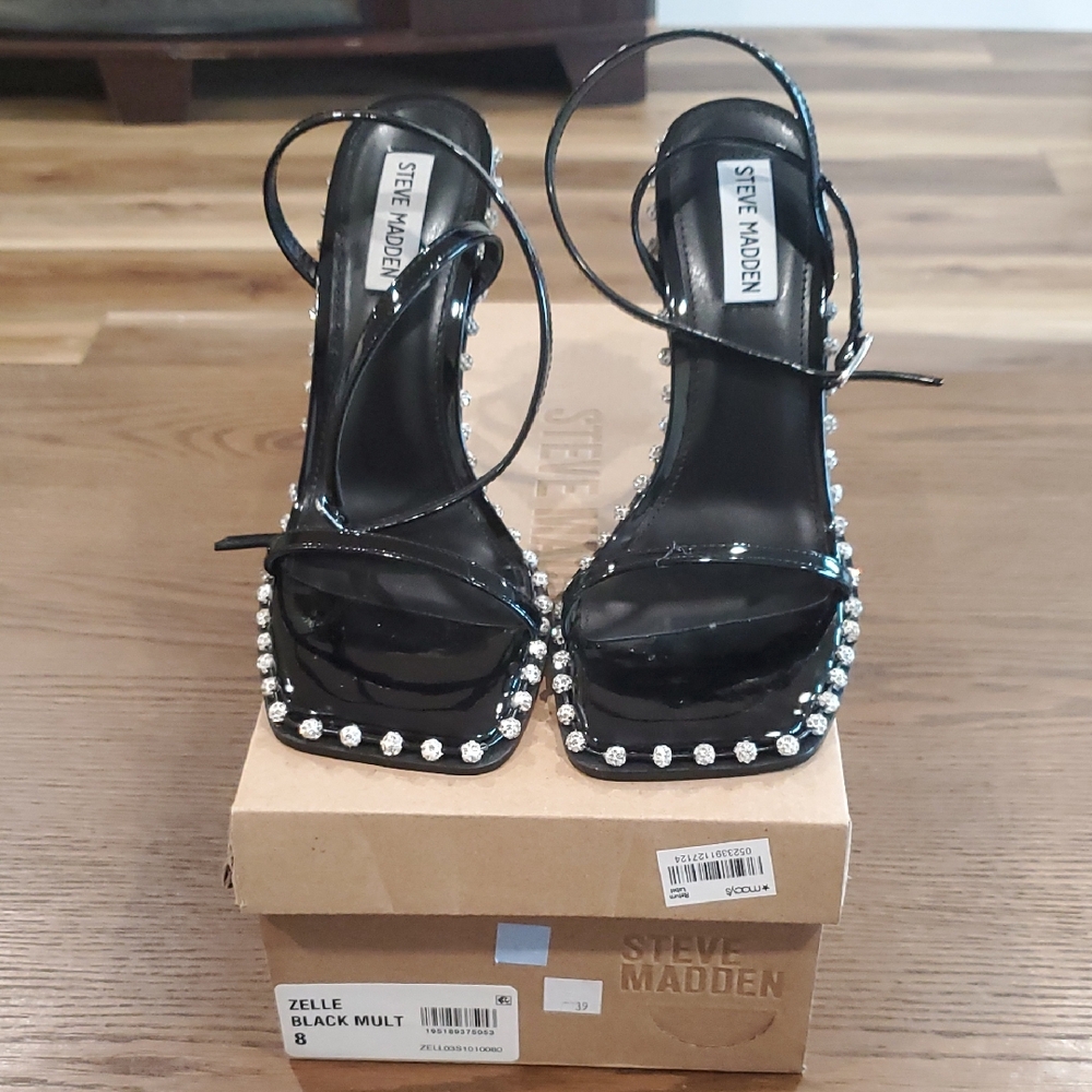 Steve Madden Black Heels with Silver Accents
